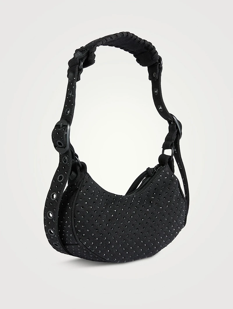 XS Le Cagole Embellished Denim Shoulder Bag