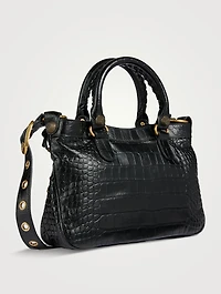 Medium Neo Cagole Croc-Embossed Leather Tote Bag