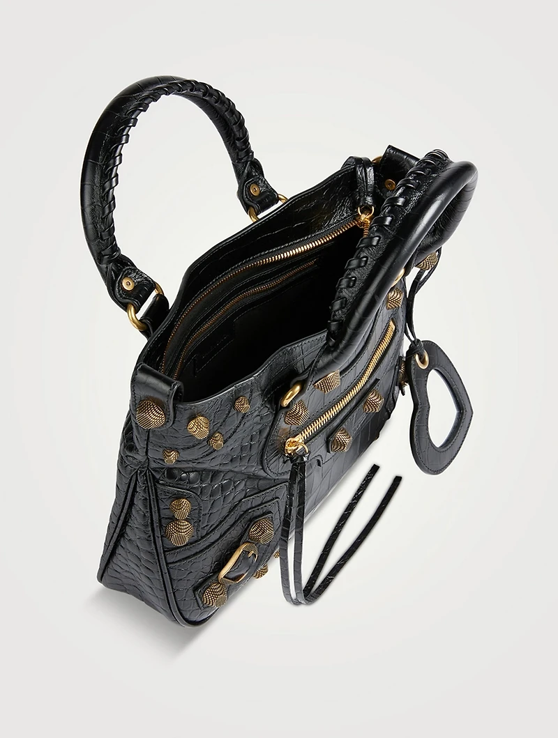 Medium Neo Cagole Croc-Embossed Leather Tote Bag