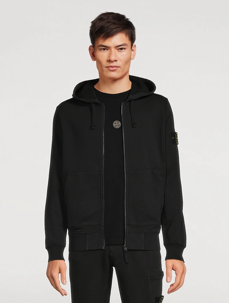 Garment-Dyed Cotton Fleece Zip Hoodie