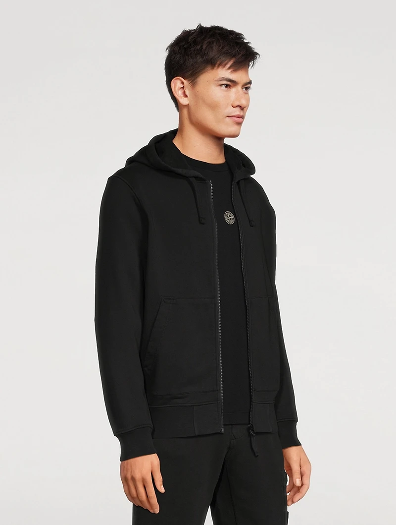Garment-Dyed Cotton Fleece Zip Hoodie