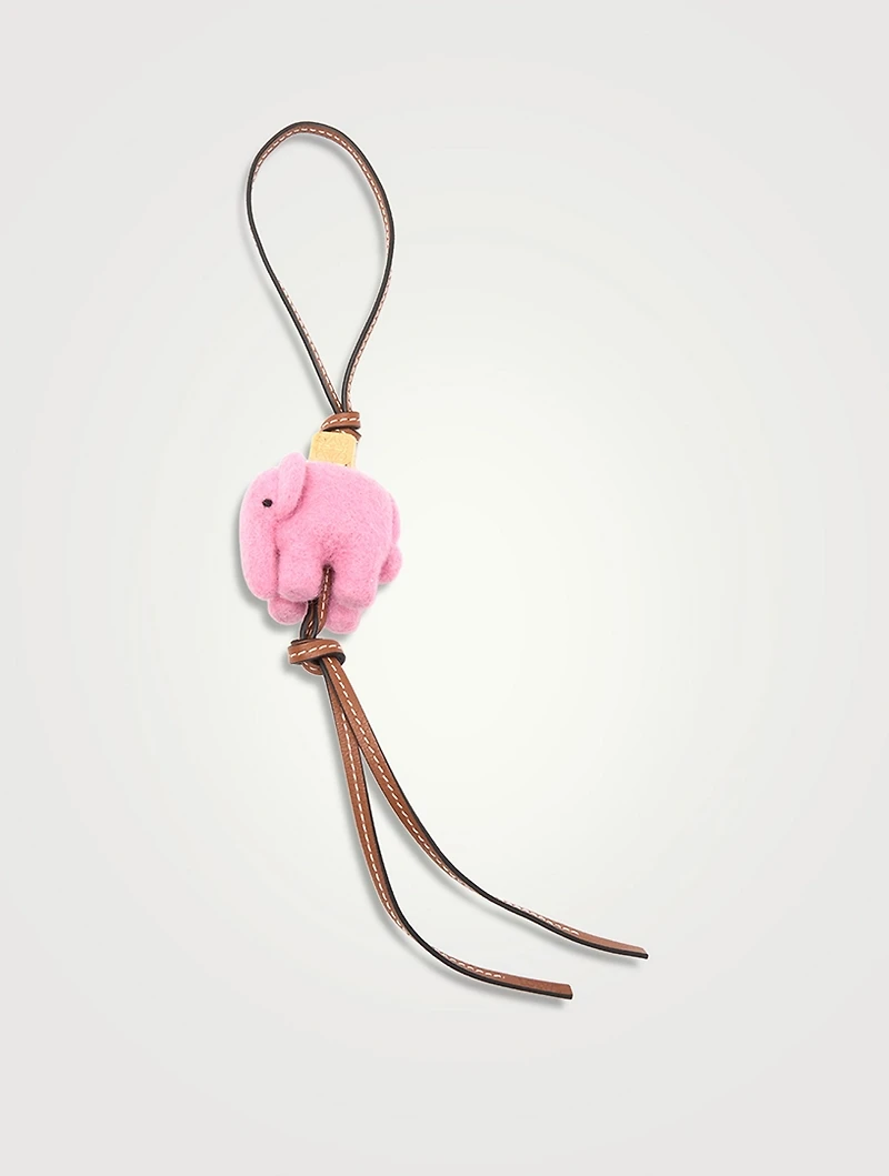 Leather And Felt Elephant Bag Charm