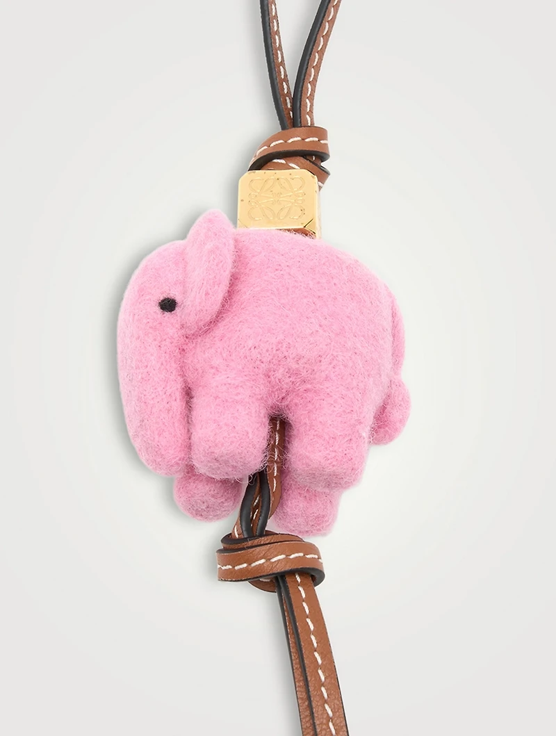 Leather And Felt Elephant Bag Charm
