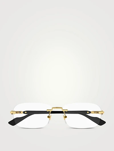 Rectangular Rimless Optical Glasses