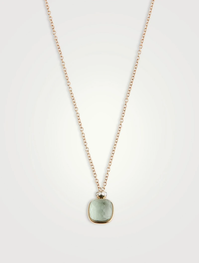 Nudo Pendant Necklace With Prasiolite And Diamonds
