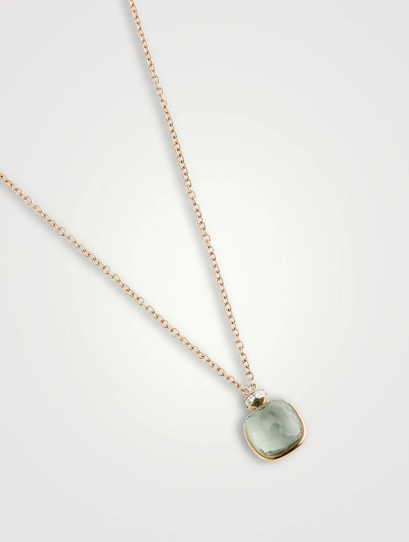 Nudo Pendant Necklace With Prasiolite And Diamonds