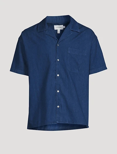 Cotton And Linen Chambray Short-Sleeve Shirt