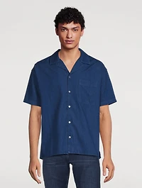 Cotton And Linen Chambray Short-Sleeve Shirt