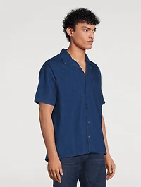 Cotton And Linen Chambray Short-Sleeve Shirt