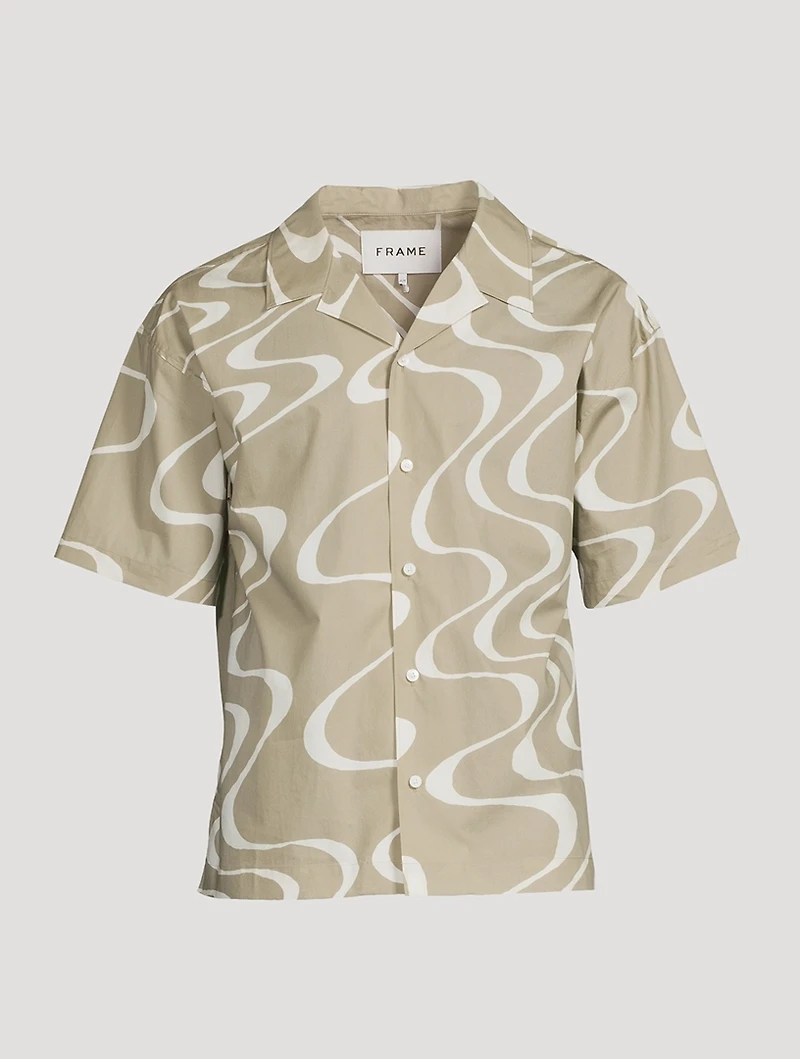 Organic Cotton Short-Sleeve Shirt Wave Print