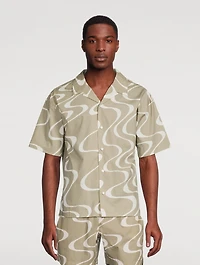 Organic Cotton Short-Sleeve Shirt Wave Print