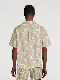 Organic Cotton Short-Sleeve Shirt Wave Print
