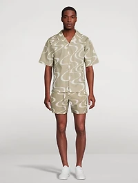 Organic Cotton Short-Sleeve Shirt Wave Print