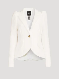 Pouf-Sleeve Jacquard Blazer
