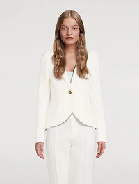 Pouf-Sleeve Jacquard Blazer