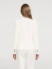 Pouf-Sleeve Jacquard Blazer