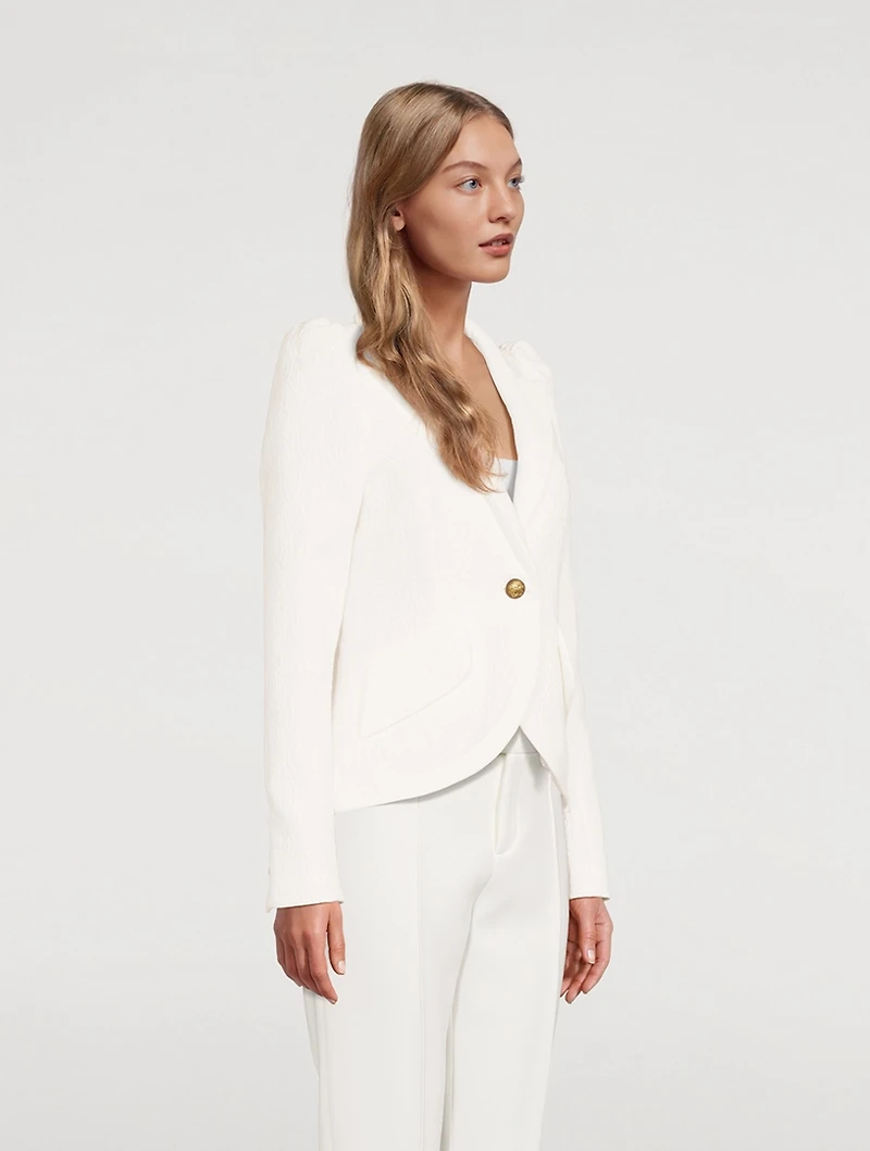 Pouf-Sleeve Jacquard Blazer