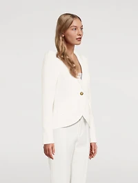 Pouf-Sleeve Jacquard Blazer