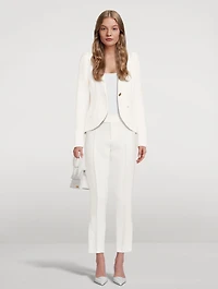 Pouf-Sleeve Jacquard Blazer