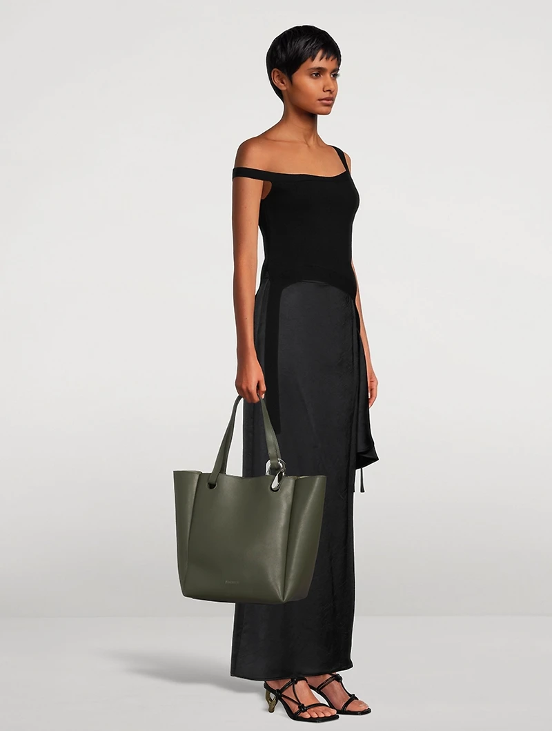 Chain Leather Tote Bag