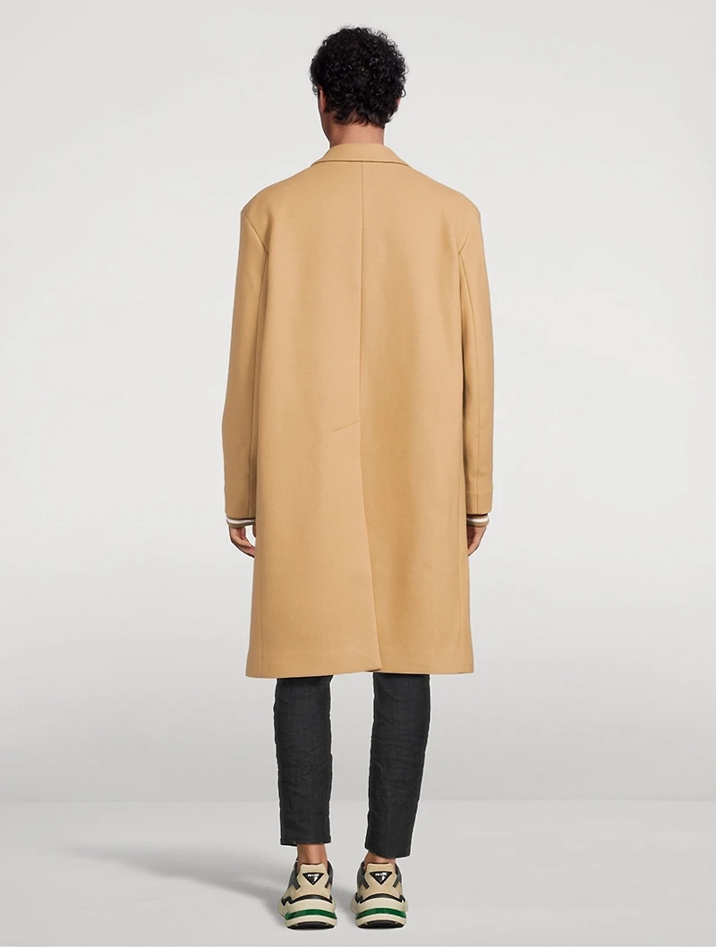 Wool-Blend Varsity Long Coat
