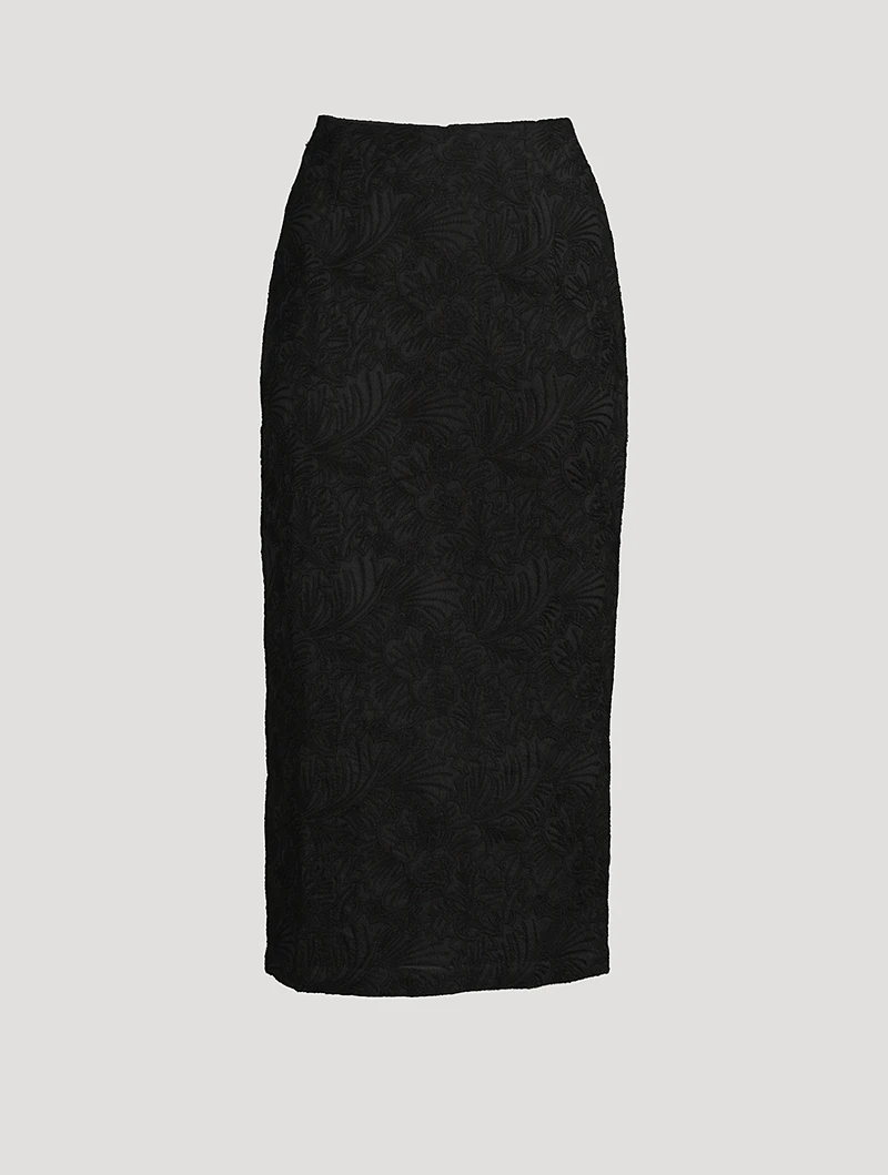 Maeve Embroidered Midi Pencil Skirt