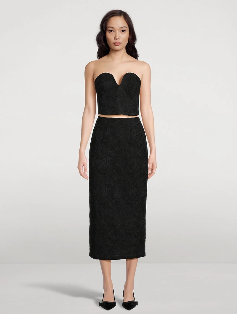 Maeve Embroidered Midi Pencil Skirt