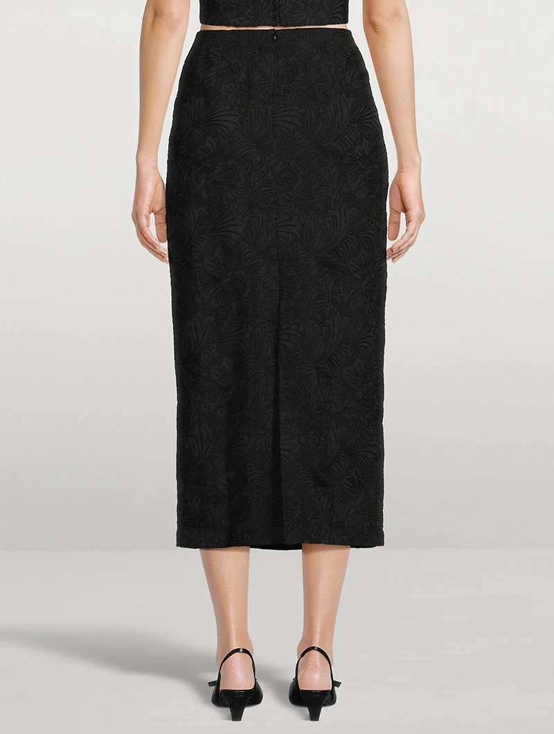 Maeve Embroidered Midi Pencil Skirt