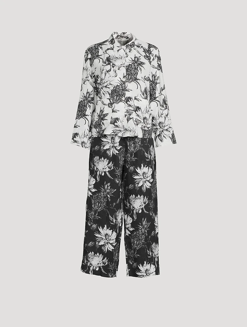 Pocket Pajama Set Night Bloom Print