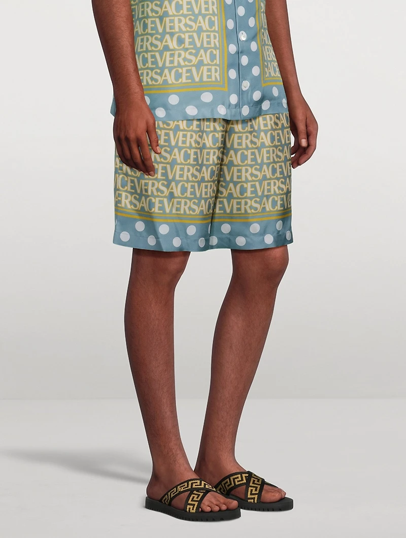 Silk Shorts Logo Print