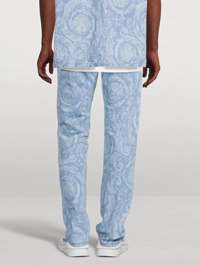 Cotton Straight-Leg Jeans Logo Print