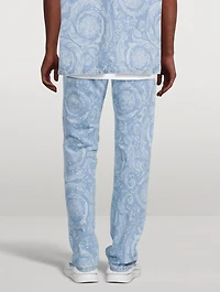 Cotton Straight-Leg Jeans Logo Print