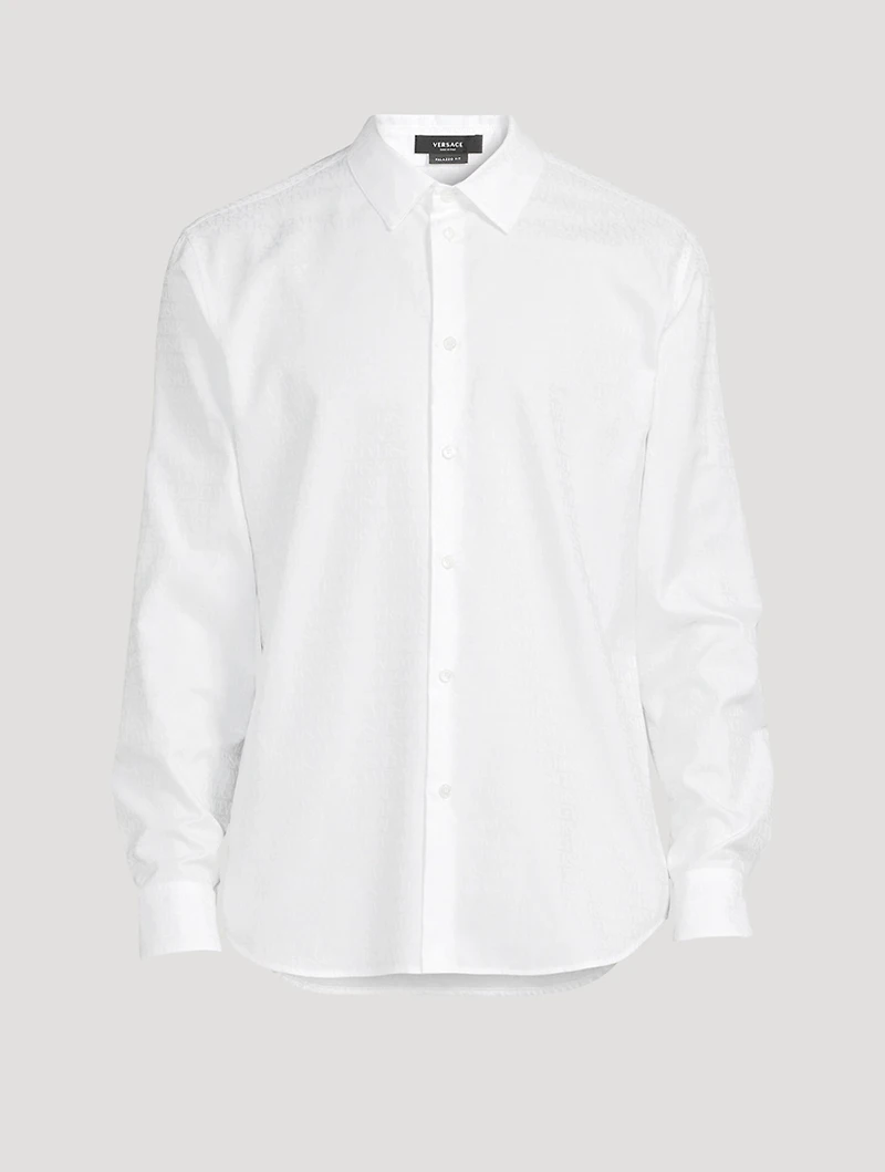 Cotton Shirt Tonal Logo Print