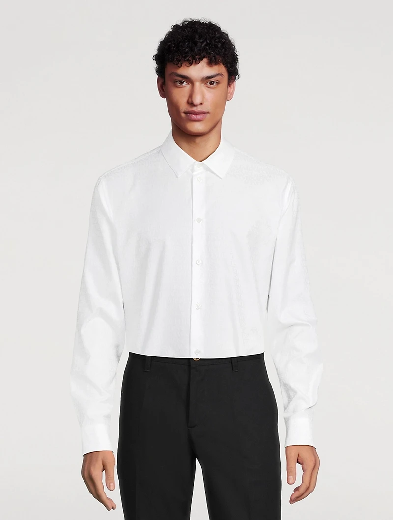 Cotton Shirt Tonal Logo Print