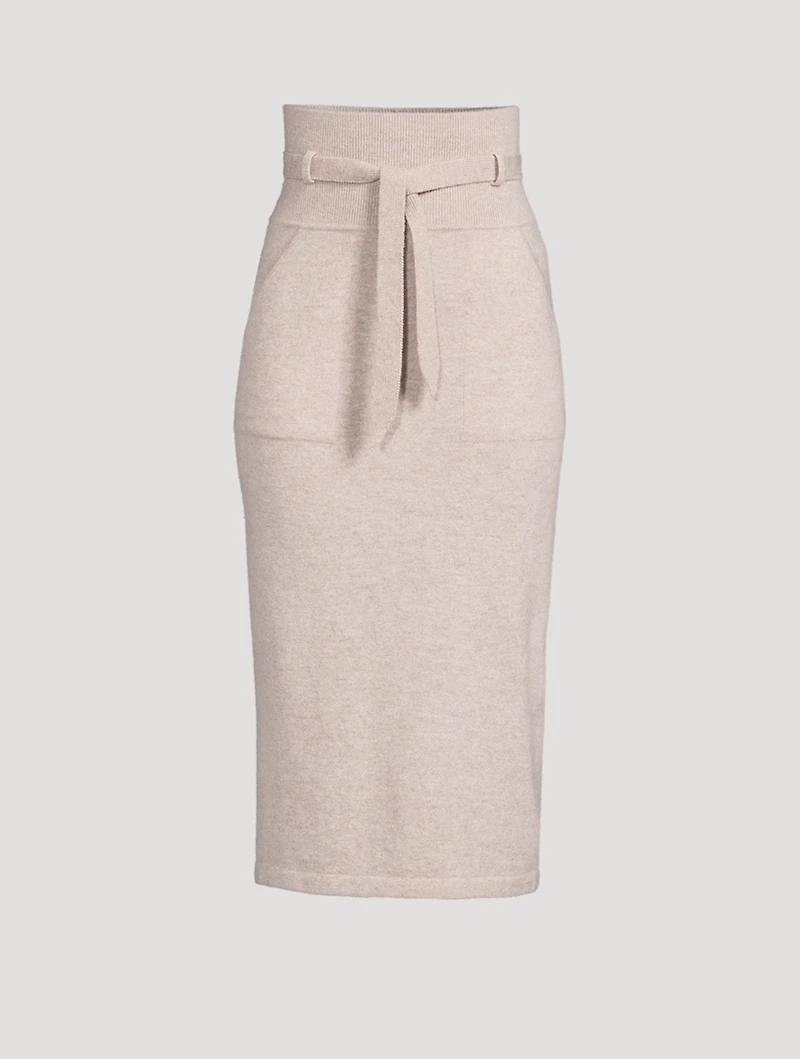 Cashmere High Waisted Midi Skirt