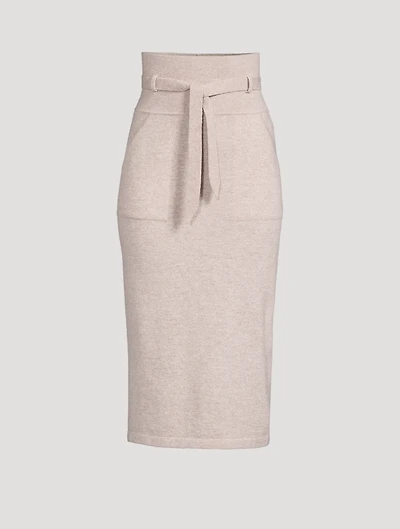 Cashmere High Waisted Midi Skirt