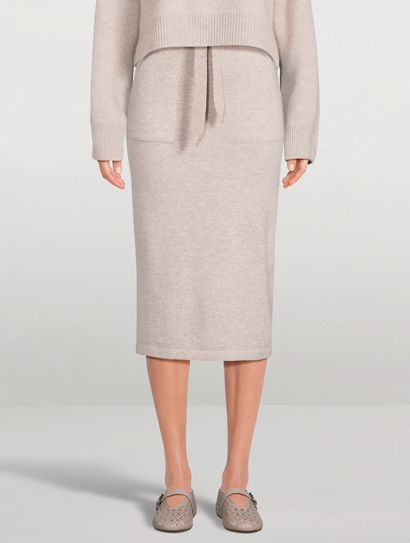 Cashmere High Waisted Midi Skirt