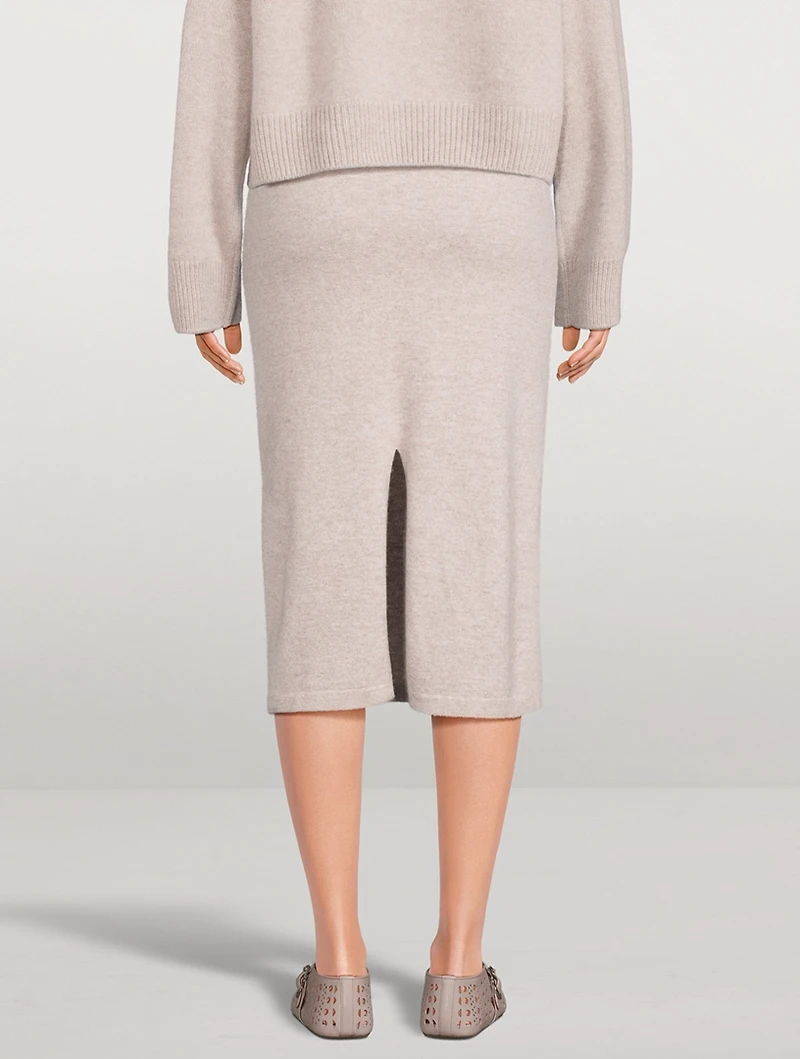 Cashmere High Waisted Midi Skirt