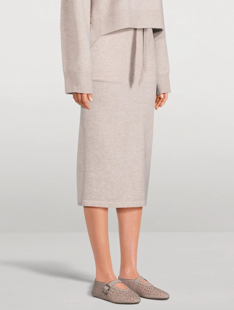 Cashmere High Waisted Midi Skirt