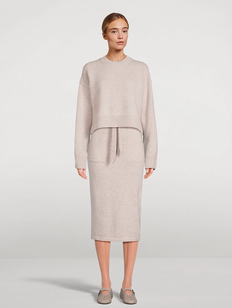 Cashmere High Waisted Midi Skirt