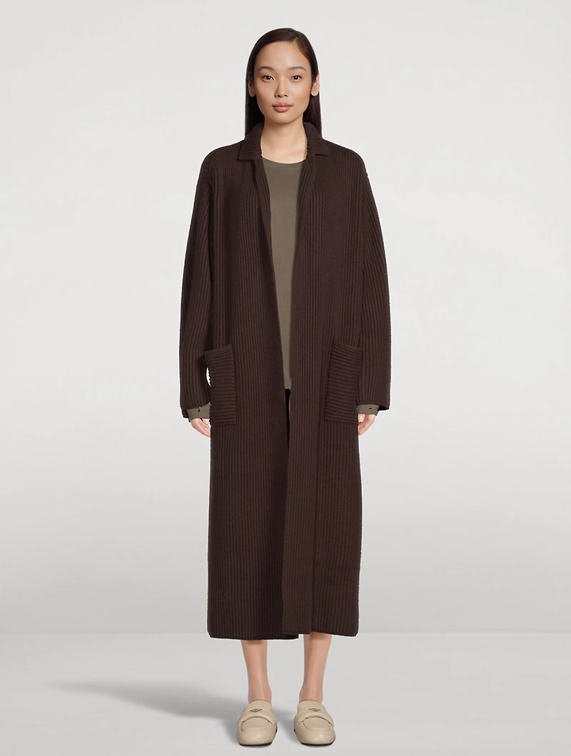 Cashmere Ribbed Knit Coat