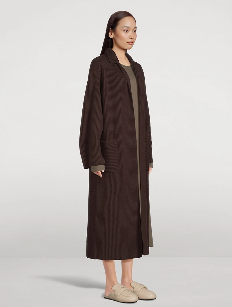 Cashmere Ribbed Knit Coat