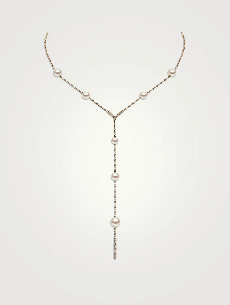 18K Gold Pearl And Diamond Necklace