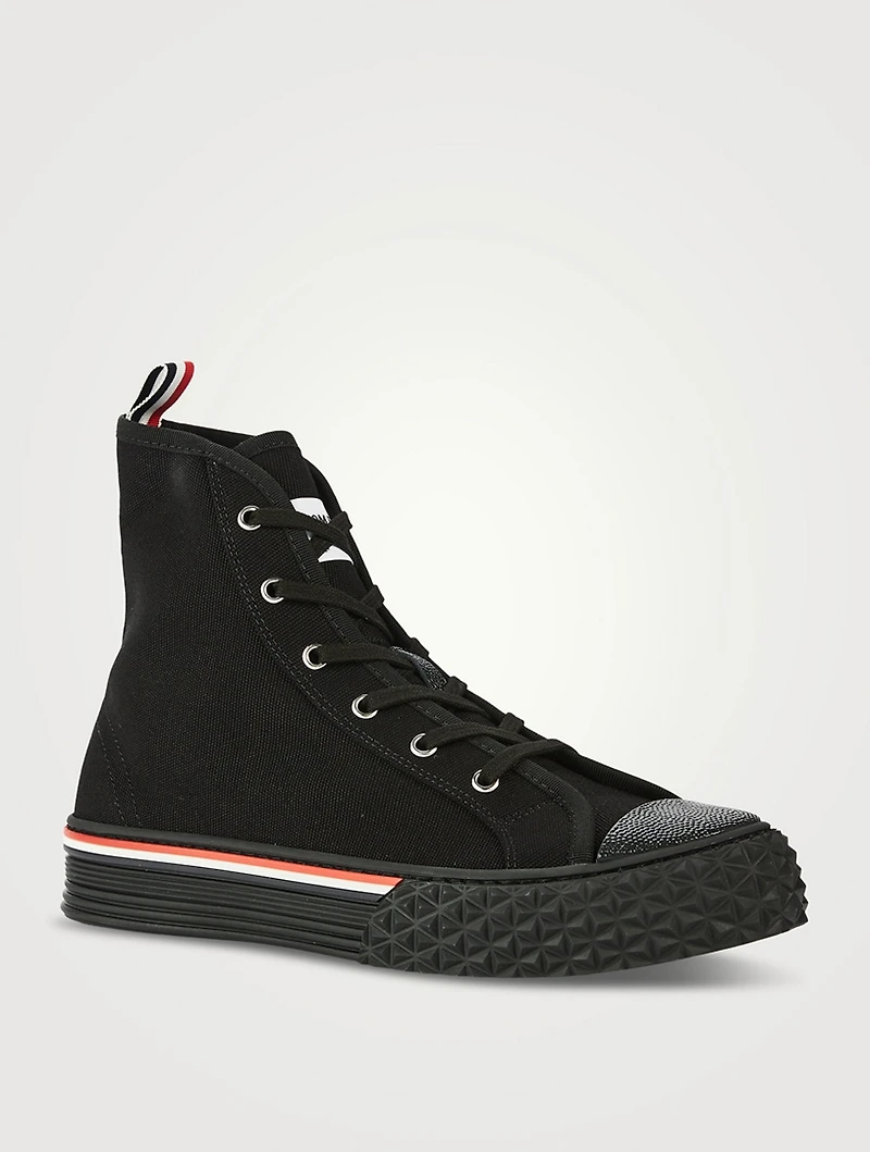 Collegiate High-Top Sneakers With Canvas Tartan Sole