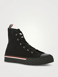 Collegiate High-Top Sneakers With Canvas Tartan Sole
