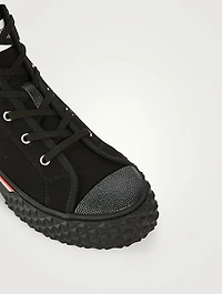 Collegiate High-Top Sneakers With Canvas Tartan Sole
