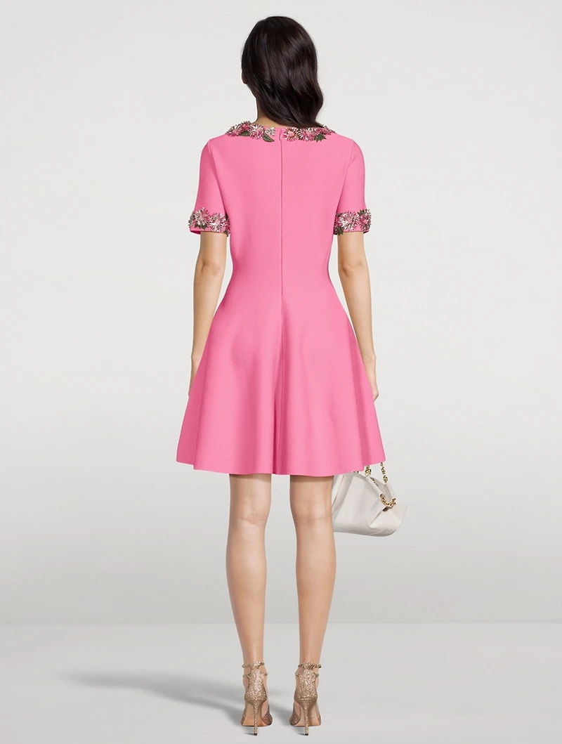 Crystal-Embroidered Hydrangea Mini Dress