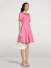 Crystal-Embroidered Hydrangea Mini Dress