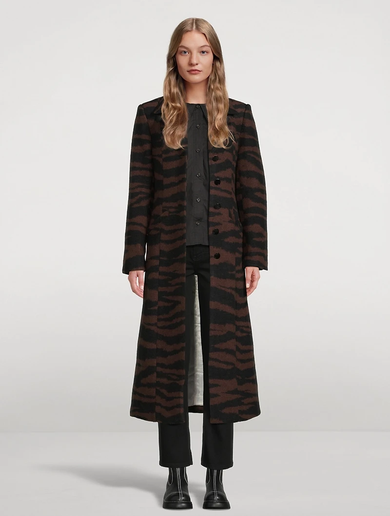 Animal-Stripe Jacquard Coat