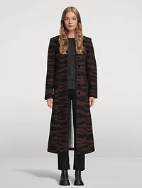 Animal-Stripe Jacquard Coat